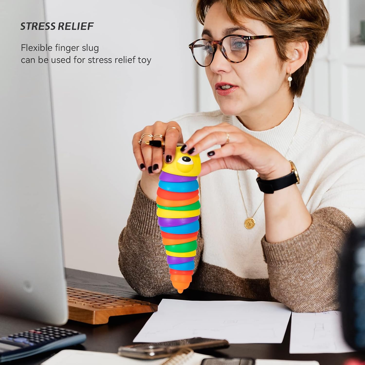 3D Rainbow Color Plastic Slug Fidget Toys, Stress Relieving Toy, Sensory Slug Toy for Boys and Girls, Finger slug Toy, for Autistic, Caterpillar Fidget Toys Stress Relief Gifts for Toddlers Kids Adults (1 Pc) 3D Rainbow Color Plastic Slug Fidget Toys, Stress Relieving Toy, Sensory Slug Toy for Boys and Girls, Finger slug Toy, for Autistic, Caterpillar Fidget Toys Stress Relief Gifts for Toddlers Kids Adults (1 Pc)